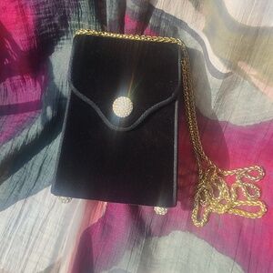 Inge Christopher Black Velvet Evening Bag With Rhinestones